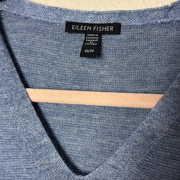 Eileen Fisher 100% Organic Linen Jersey v-neck Tee dusty blue size XS - Picture 3 of 6